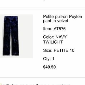 PETITE PULL-ON PEYTON PANT IN VELVET
PETITE 10 / NAVY TWILIGHT